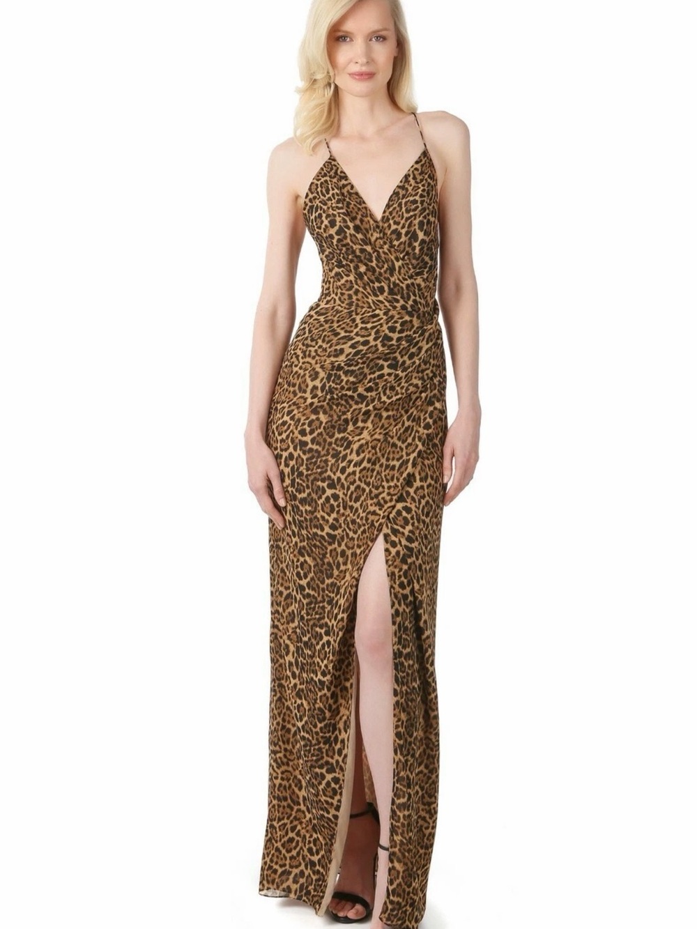 JAYGODFREY Leopard-Print Spaghetti-Strap Maxi Dress in Brown and Black